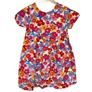 hanna andersson 120 floral print dress spring/summer‎ flared cotton woven v back